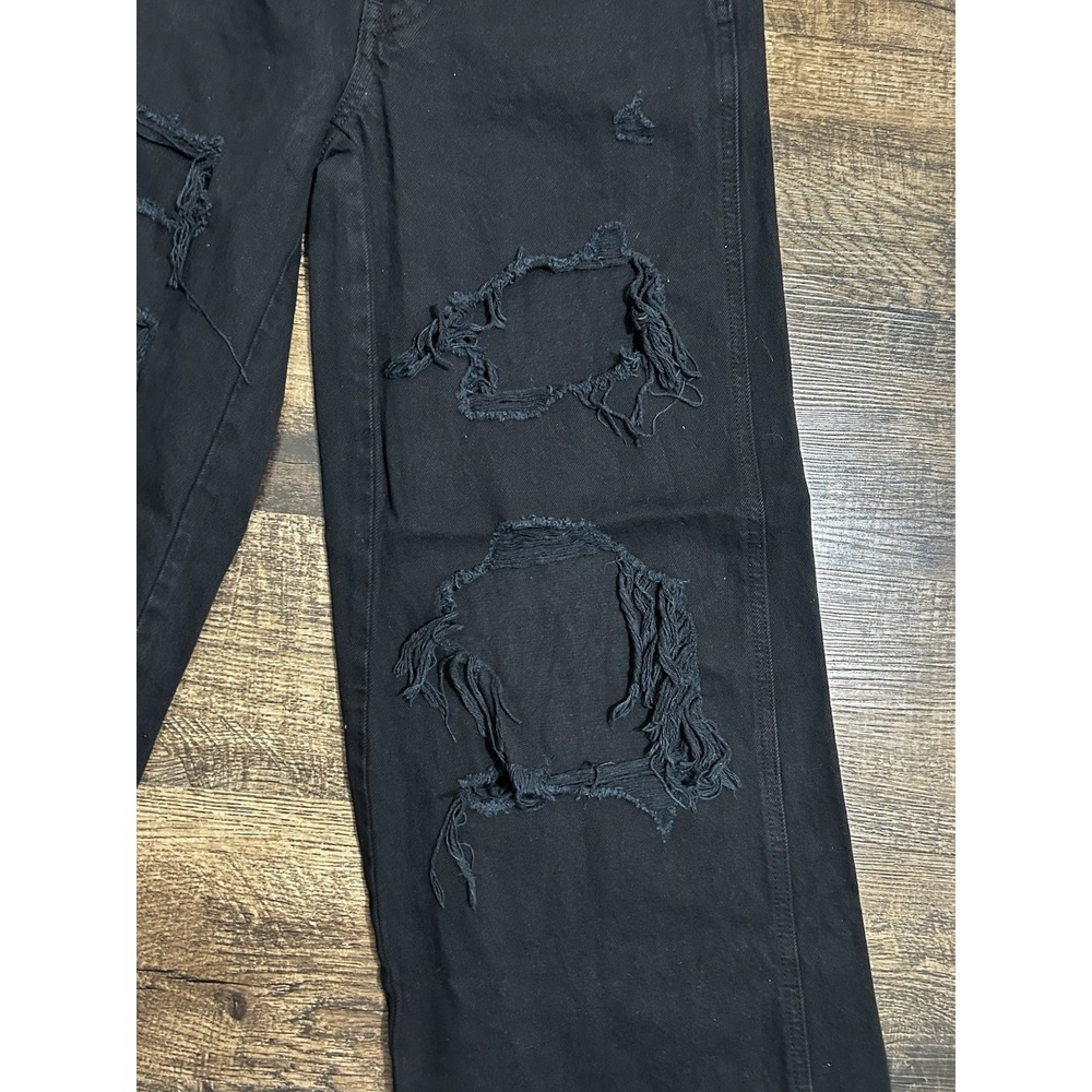 PacSun Women's Ultra High Rise Slim Jeans Size 24 Black Distressed Button Fly - Picture 12 of 14